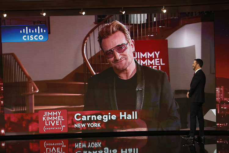 RED's tweet photo. "Your show is changing the world tonight." #Bono to @JimmyKimmel #SHOPATHON https://t.co/BoijtK28iy