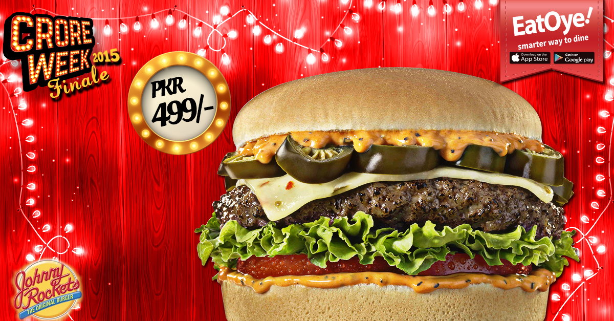 EatOyePK's tweet photo. #EatOye #CroreWeekFinale!
Johnny Rockets Hyper Discount only on EatOye!
https://t.co/cKO6qgiXoi https://t.co/Vyh730gDWF