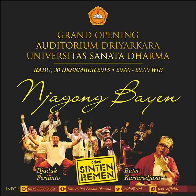 Hadiri!! Grand Opening Auditorium Driyarkara Universitas Sanata Dharma | informasi lebih lanjut CP081233889659