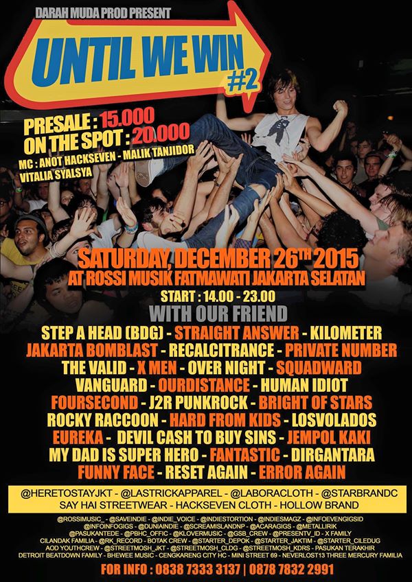 Ticket presale UNTIL WE WIN #2 <a href="/darahmuda_prod/">darahmudaproduction</a>  sabtu,26des <a href="/RossiMusic_/">RossiMusik Fatmawati</a>  bisa pesan sama kita ya harganya 15rb