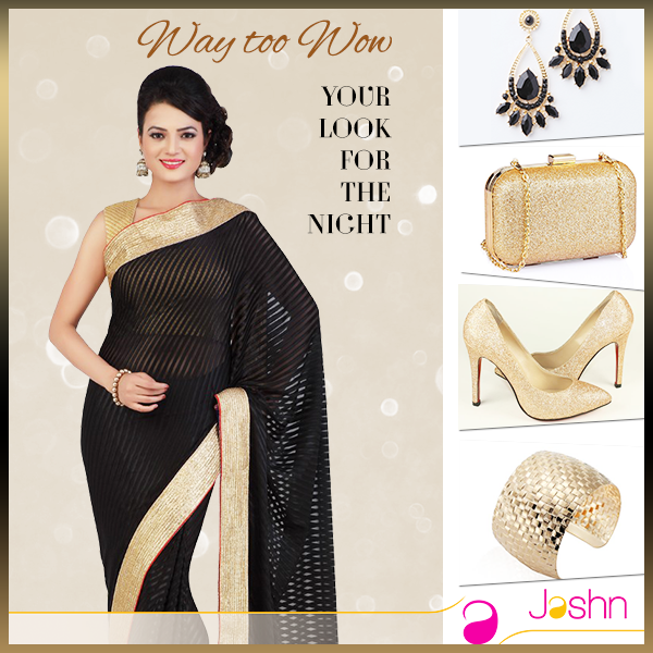 JashnOnline's tweet photo. #WayTooWow Make your night special by wearing this black sareer! Get it here: https://t.co/usA5oJDmf7 https://t.co/dRW3t2FkbO