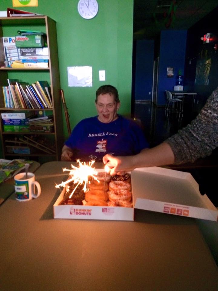 BLimitsInc's tweet photo. Happy Birthday, Helen! @DunkinDonuts was enjoyed by everyone! #disABILITIES #HappyBirthday #qualityoflife https://t.co/DCcx97tjrh