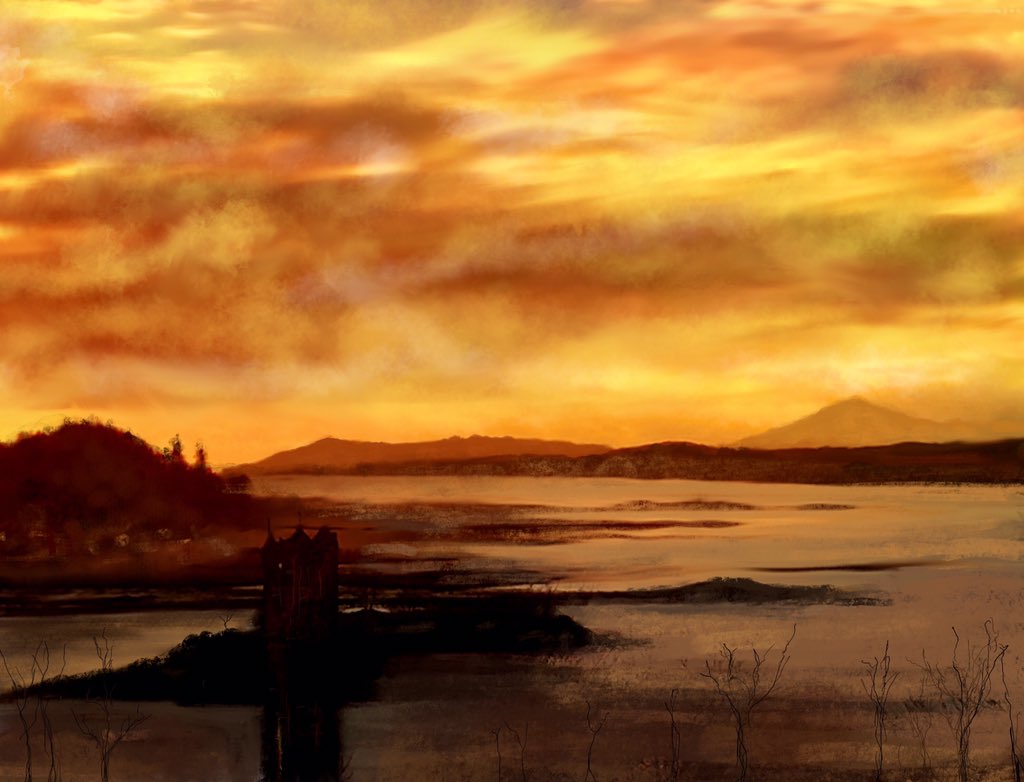 ScotlandInMini's tweet image. 'Castle Stalker Dusk' @ScotTradeFair @StalkerViewCafe @kevinhunterART