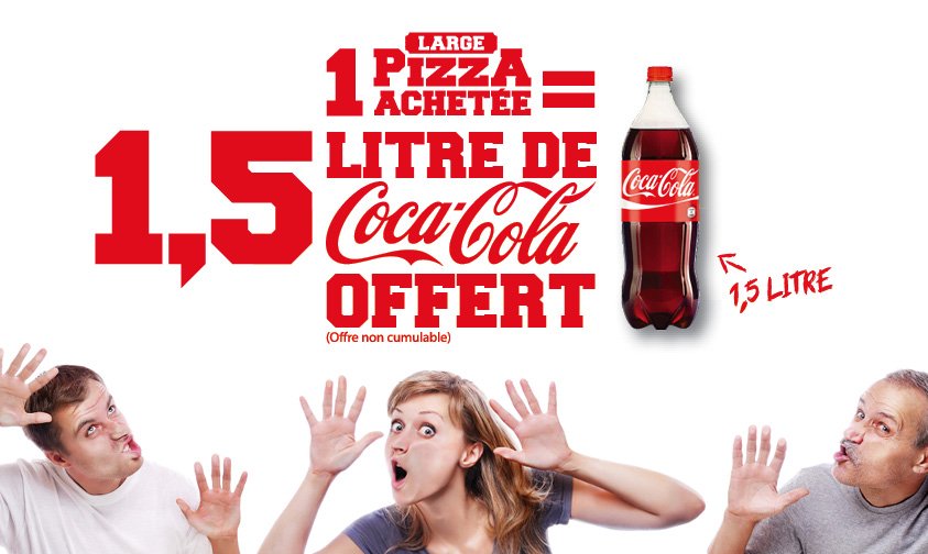 PizzaPasCher's tweet photo. Bon plan #food #toulouse : la bouteille de coca 1.5L est offerte pour 1 pizza large achetée! https://t.co/UankXDP33a https://t.co/vYm4NOakpl