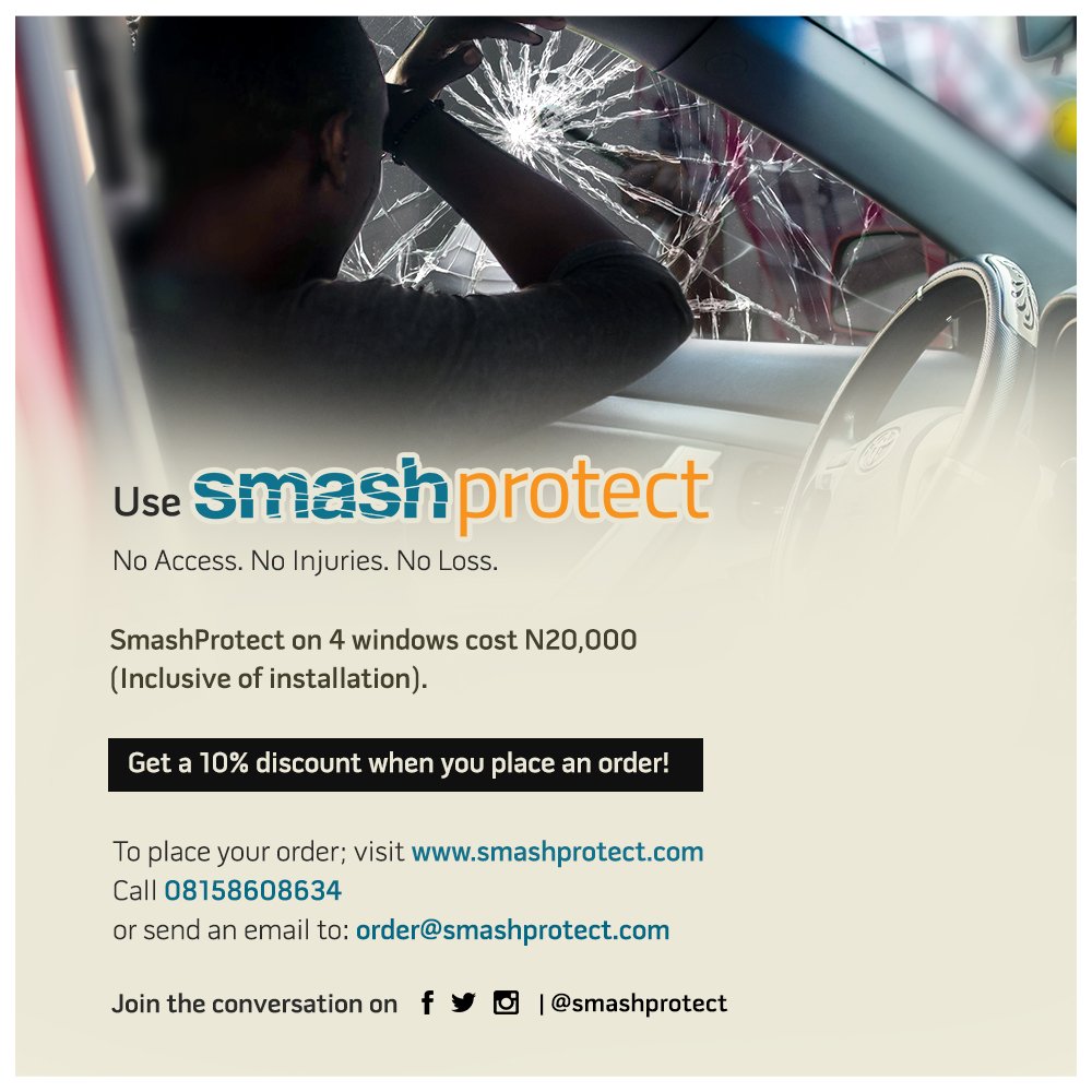 Chydee's tweet photo. The awesome part is, it costs just 20k to install #SmashProtect. Protect yourself and fam this 2016 #NoSmashNoGrab https://t.co/PNAIE2vf6z