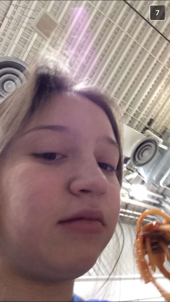 Mady was excited about spaghetti today.