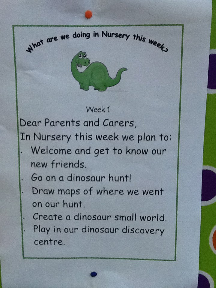 llanganprimary's tweet photo. A busy first week planned in the nursery #llangannursery #learningaboutdinosaurs https://t.co/ssax1YImby