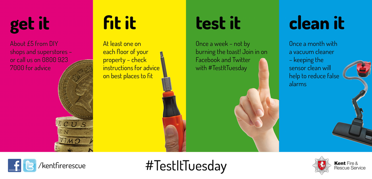 kentfirerescue's tweet photo. Today is #TestItTuesday - take a few seconds to keep your home safe from fire by testing your smoke alarm https://t.co/6Ya6mZtHMR
