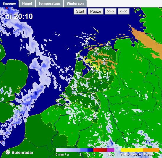 Vannacht IJZELkans noord van lijn A'dam-Apeldoorn.
Effe checken als je de weg op moet: winterradar.buienradar.nl