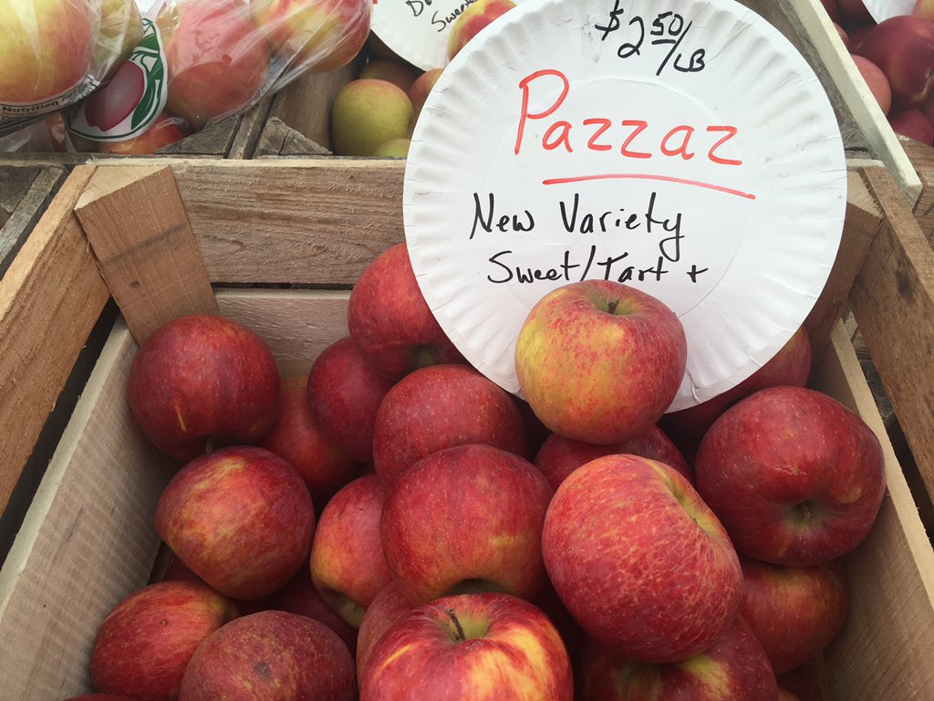 One of our favorite apples from #brightonwoodorchards!  Pazzaz is a new Apple full of flavor and gorgeous in size!