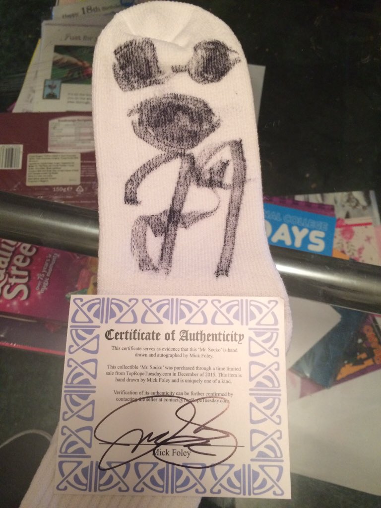 <a href="/wwemerchandise1/">@WWEmerchandiseuk</a> @RealMickFoley is it a real one like mine though 😄