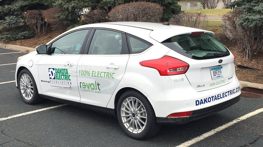DakotaElec's tweet photo. Our new #EV has received decals and is ready for the road. Keep your eyes open for it. #fordfocus https://t.co/6sGeVErlOM
