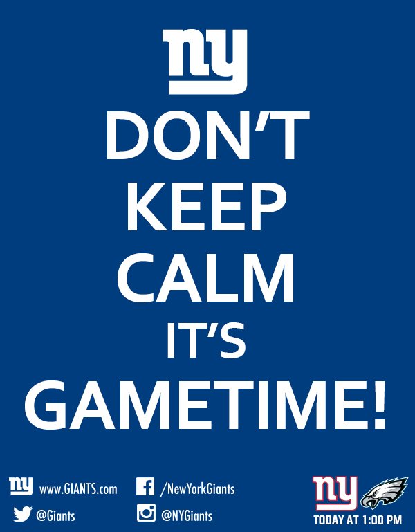New York Giants on X: 'GAMETIME! Let's go Big Blue! #PHIvsNYG