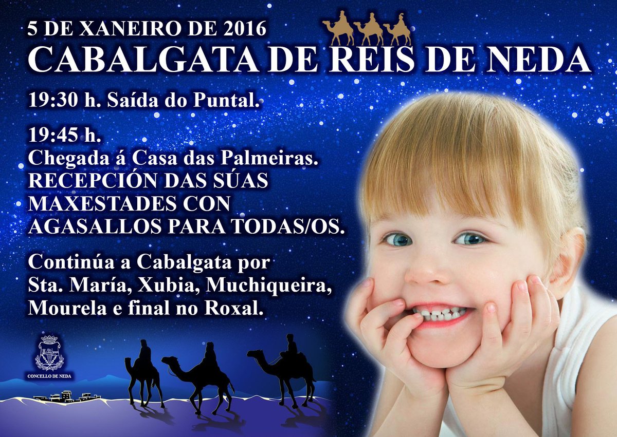 concellodeneda's tweet photo. Este martes os Reis Magos visitan o concello de #Neda con agasallos para os nen@s https://t.co/RtKeYOpscx