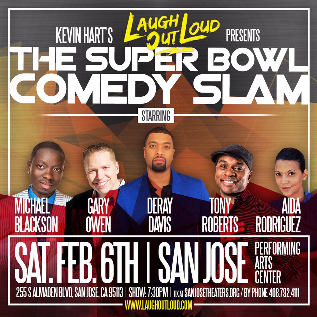 KevinHart4real's tweet image. Breaking News! Tix on sale now for my 1st annual LOL Super Bowl Comedy Slam. Get tix here: bit.ly/LaughOutLoudJam