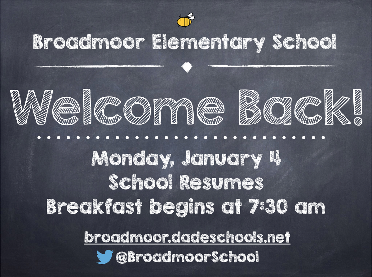 We look forward to welcoming everyone back tomorrow. Start the new year with a free &amp; healthy breakfast. <a href="/MDCPS/">Miami-Dade Schools</a>