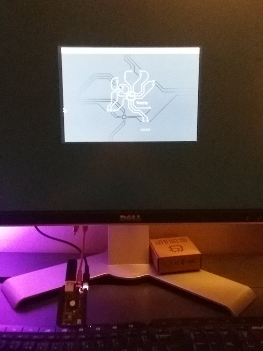 RussT's tweet image. Took me about a minute from unwrapping to get this far, powered by screen USB hub  @nextthingco #chipcomputer