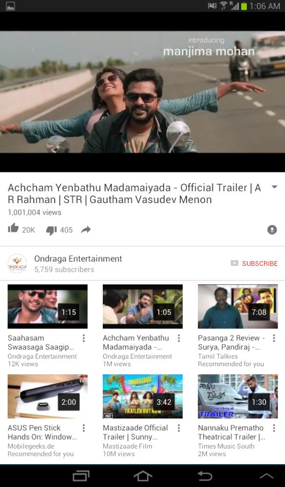 kirubaindra's tweet photo. 1 Million View @iam_str, @arrahman, @menongautham, @OndragaEnt, @mohan_manjima #thallipogathey #AYM #happytosee https://t.co/gd2UZcKyCp