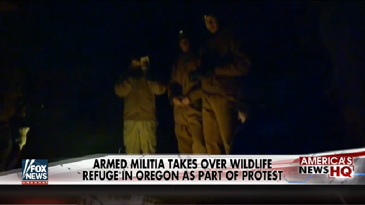 FoxNews's tweet photo. Armed protesters have taken over Ore. fed building, vow to occupy it “as long as it takes.” https://t.co/vkV4XoFKYj https://t.co/5CLh05GgSz