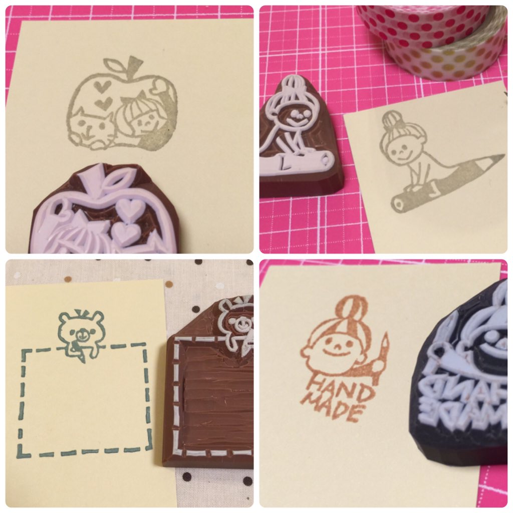 satokota75's tweet photo. 去年から消しゴムはんこ始めました。まだまだ素人でお恥ずかしい作品しか作れませんが日々頑張ってます。まあまあカタチになってる物は販売もして��すฅ(⊙Д⊙") https://t.co/o7dYgsoVKk