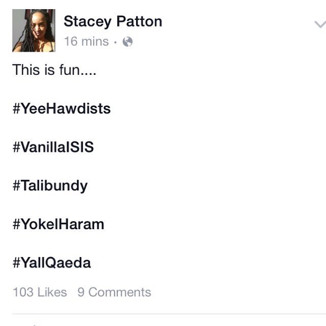 #staceypatton #YeeHawdists #YallQaeda #YokelHaram #Talibundy #YallQaeda #oregonunderattack #fuckwhitesupremacy #FTW