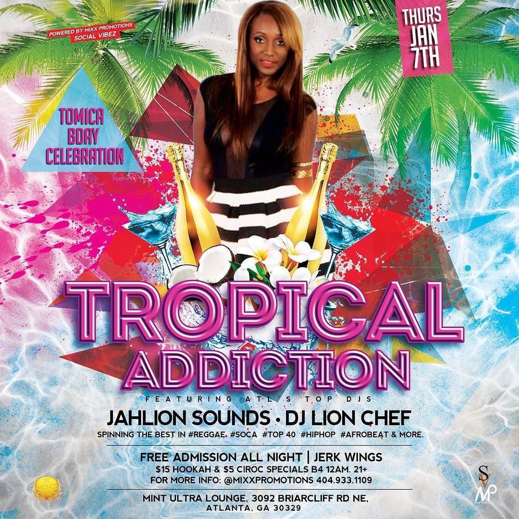 meekie75's tweet photo. This Thursday 1/7/16.
Join us for the First Edition of #TropicalAddiction for 2016 feat. Hot 107.9's @JahlionSound … https://t.co/pFogNDahx0