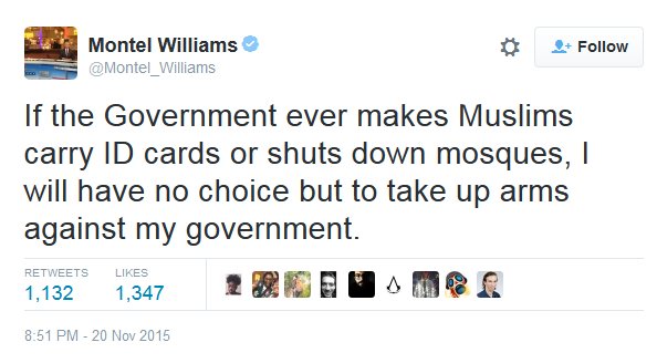 Montel Williams wants take up arms against government