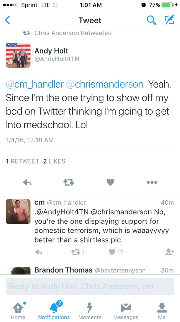 Amberisms_'s tweet photo. Such unprofessionalism, this is a citizen, in no way did you represent them. #UnfitforTN #AndyGate @AndyHolt4TN https://t.co/eeNAmXsFp0