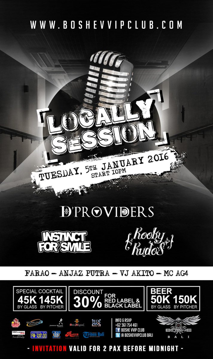 TONIGHT!  @Locally_session at <a href="/BOSHEVVIPBali/">BOSHE BALI</a> with TRY TO SHINE | INSTINCT FOR SMILE &amp;  <a href="/KookyKudos/">Alternative Emo Rock</a>