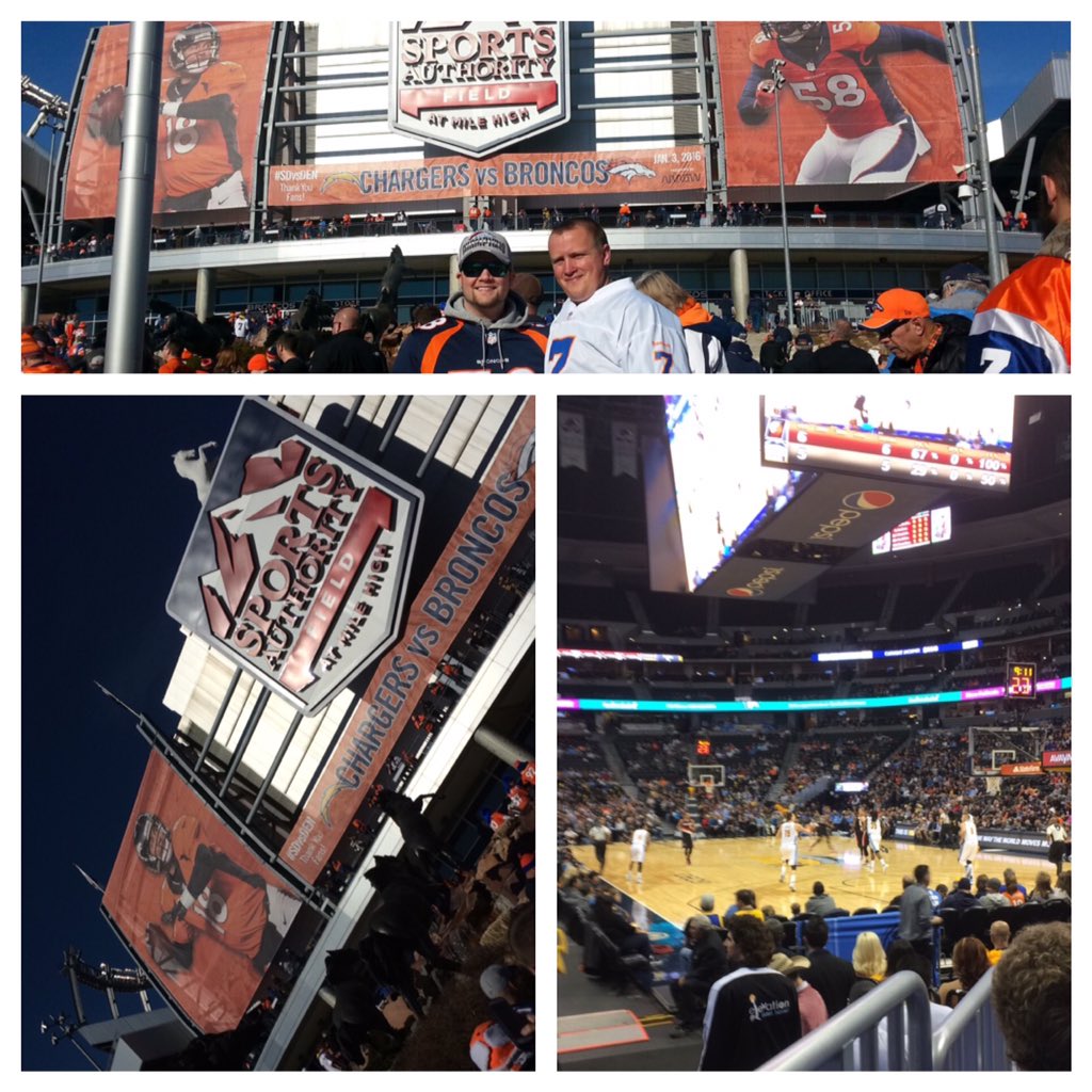 LWestall's tweet photo. Now that's how you properly spend a day in Denver #broncosgame #nuggetsgame #denvssandiego #denvsportland https://t.co/0NGDsOzERs