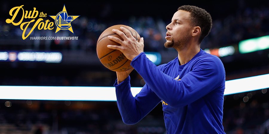 warriors's tweet photo. RT to #NBAVote for @StephenCurry30! #DubTheVote https://t.co/3ClQUte7zT