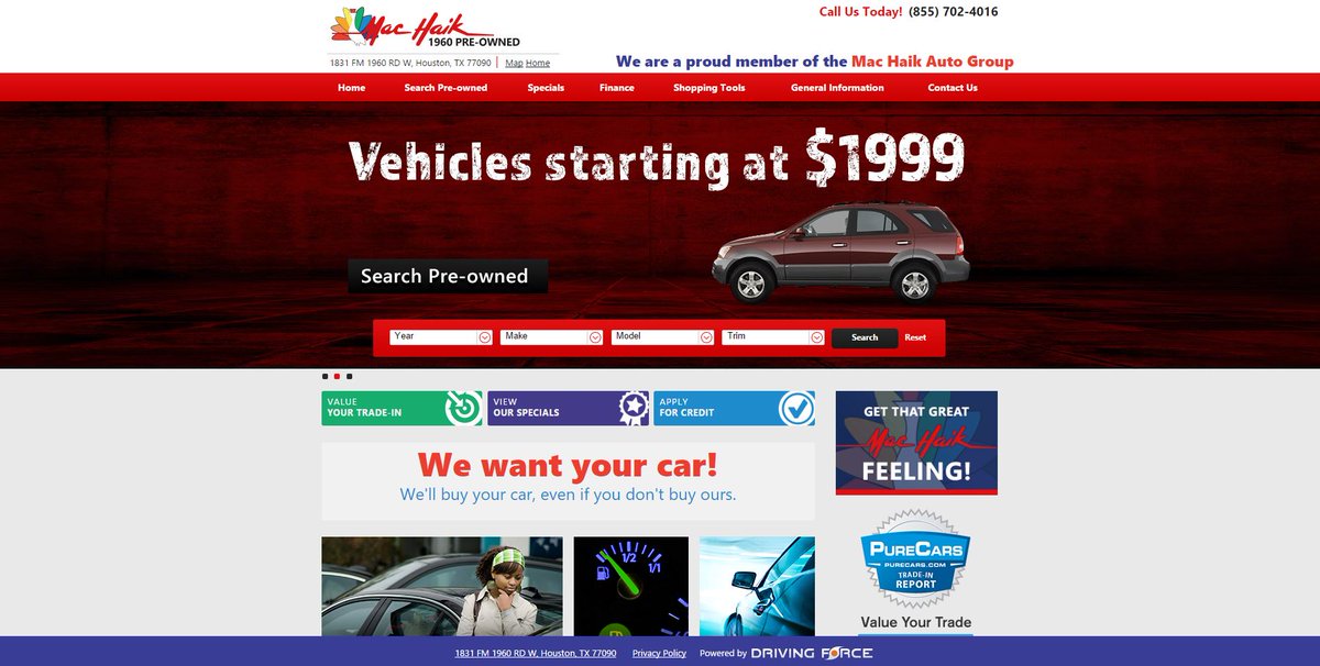 dforceauto's tweet image. Launching new pre-owned website for @Mac_Haik Auto on our #responsive design - 1960preowned.com