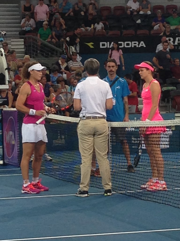 StephenABeckett's tweet image. #SamStosur wins the toss #BrisbaneTennis @bambamsam30
