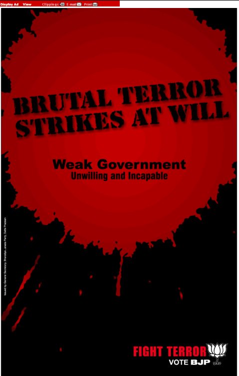 ashoswai's tweet photo. #BJP 's 2008 Election poster @scroll_in #PathankotAttack #ModiGetsReturnGift https://t.co/kc57FpLEcA
