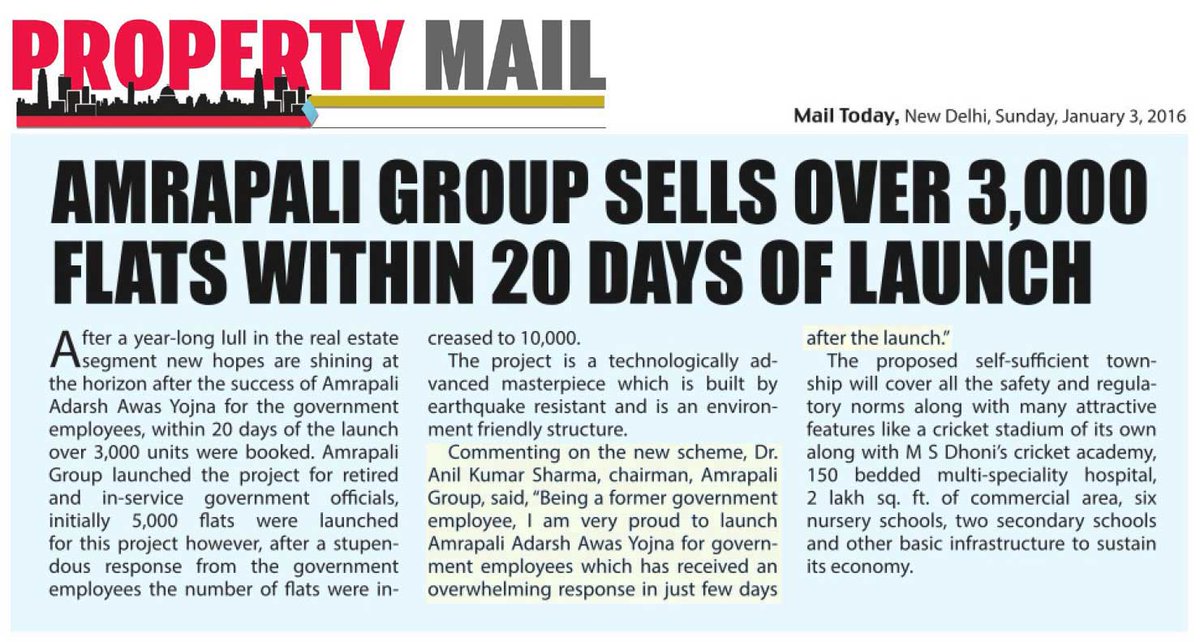 GroupAmrapali's tweet photo. Amrapali Adarsh Awas Yojna, 20 days 3000+ bookings. #RealEstate, new hopes are shining now. https://t.co/eTTT8FeVHr