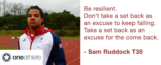 one_athlete's tweet photo. Sound advice from @samruddockT35 @BritAthletics @ParalympicsGB @100mcoach #BeResillient: https://t.co/ZJeNbWwqdE
