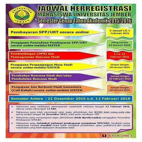 Salam Baja Beton Hidup Sipil..
Info Jadwal Herregistrasi Mahasiswa Universitas Jember semester genap