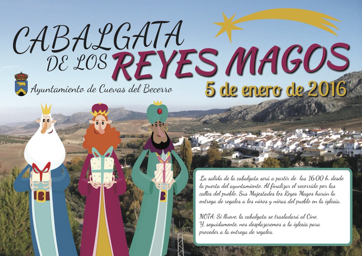 Los Reyes Magos visitan mañana martes 5 de enero #CuevasdelBecerro para entregar sus regalos a los niños del pueblo