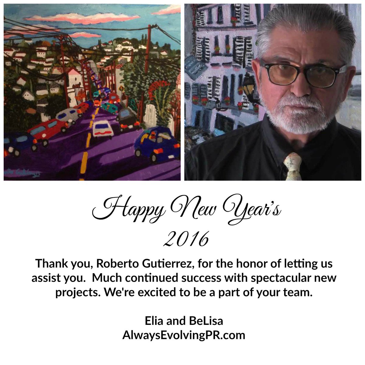 Always Evolving PR thanks our fabulous clients. We look forward to a great 2016! #alwaysevolvingpr