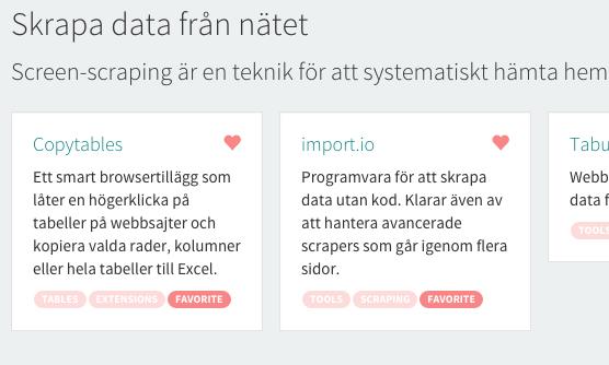 Nu får våra favoritverktyg ❤ på datajournalistik.se för att göra det lättare att hitta rätt.