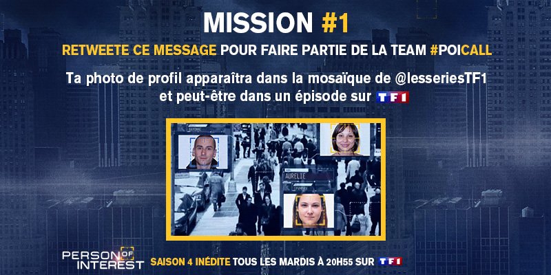 TF1SeriesFilms's tweet photo. RT et apparais dans la mosaïque de #PersonOfInterest avec #POIcall et @lesseriesTF1 > https://t.co/sZifnRz28A https://t.co/ac6V9eggmC