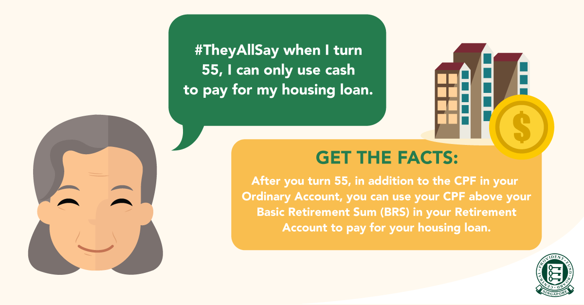 CPF_Board's tweet photo. #TheyAllSay when I turn 55, I can only use cash to pay for my housing loan. Not true! https://t.co/9xVgTztLWP https://t.co/JgvCkVZss1
