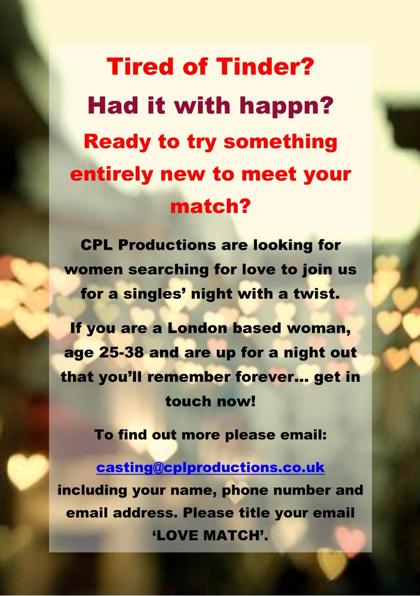 Pls RT Single Ladies! Looking for love in London? Try our TV dating show with a twist! #londondating <a href="/AnaisTVCasting/">Anais Baker</a>
