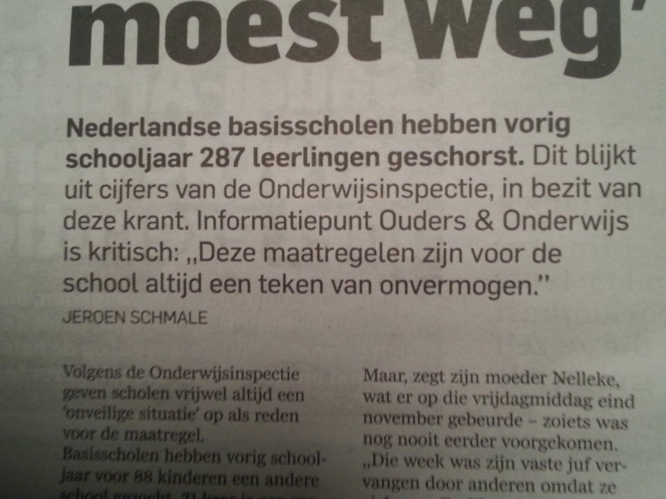 Ach natuurlijk ligt het aan #school en schrijft dat lekker op als #InHolland journalist in het altijd kritische #AD