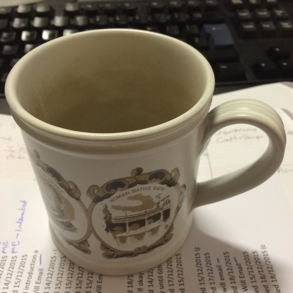 clareisonline's tweet image. @QelricDK here you go, sad decaf green tea mug and paperwork for the coffee time video #welcometojanuary