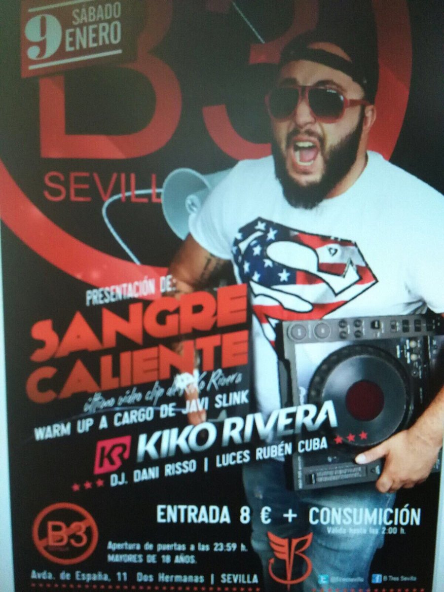 TeMueves's tweet photo. El proximo dia 9 de enero tendremos a @riverakiko en B3 Sevilla no os lo perdais solo 8€ con copa +info MD https://t.co/dCbwO7BuOW