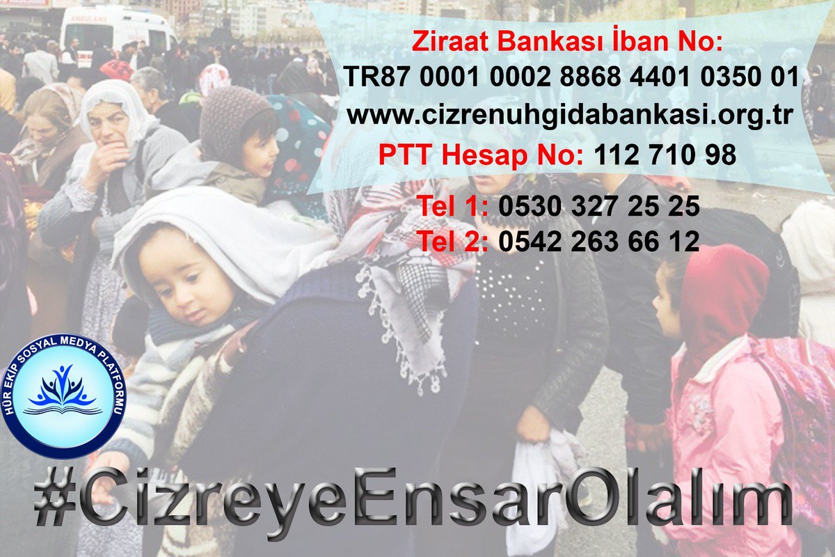HurEkip's tweet photo. Tagımız; #CizreyeEnsarOlalım <<<

Zaman, mazlumlara yardımcı olma zamanı!

Haydi hep birlikte ses olalım mazlumlara! https://t.co/XELR2K46rg