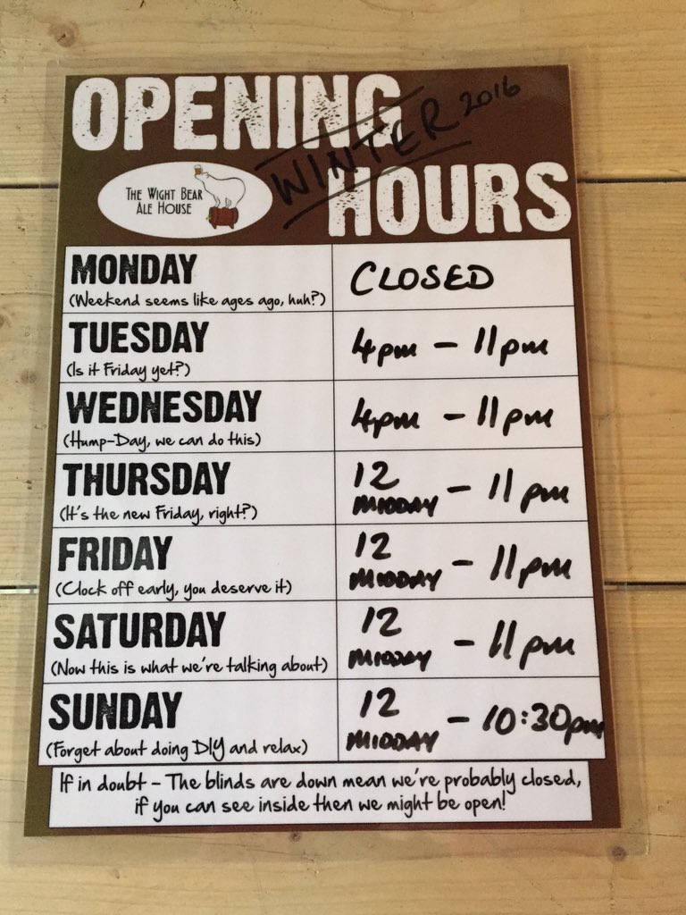 New January hours. From this week we open at 4pm every Tuesday &amp; Wednesday instead of midday #Southbourne #micropub