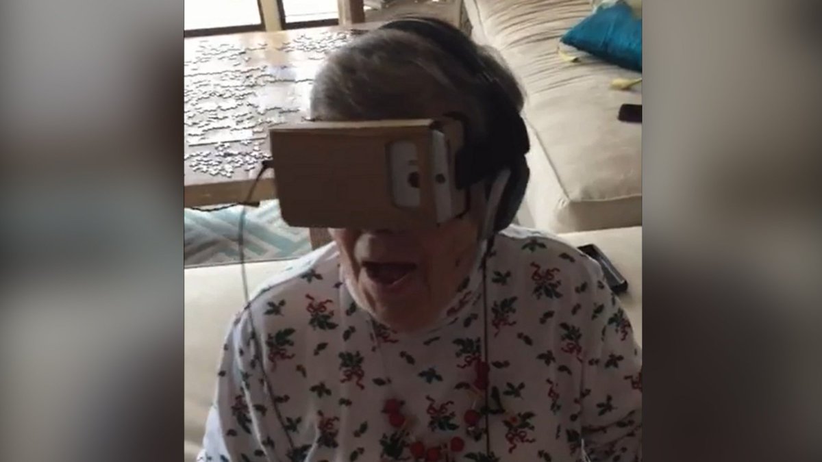 bbc5live's tweet photo. What happens when an 88-year-old grandma experiences virtual reality? https://t.co/4xbrkJ0C89 https://t.co/rbrv5fjRT1