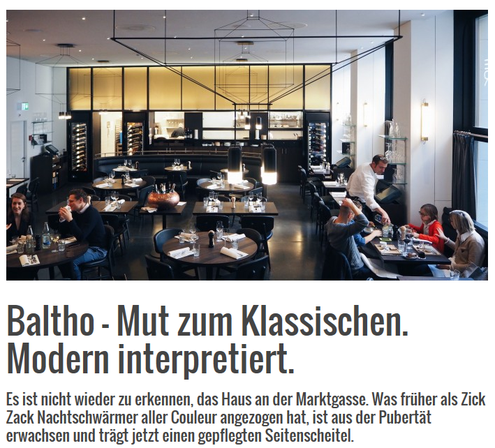 marktgassehotel's tweet photo. Toller Bericht von #harrysding über #balthokuechebar https://t.co/Bn2duEDFjz Merci! https://t.co/viNJFsYpdL